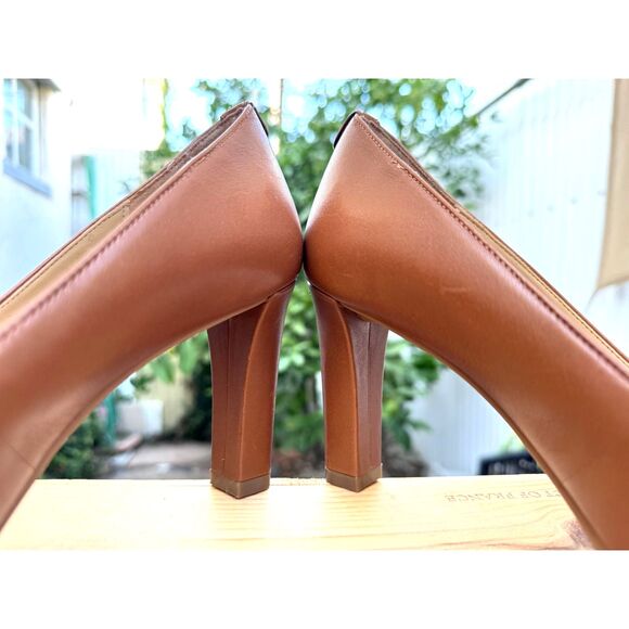 Michael Kors Milly Luggage Tan Leather Pointed Toe Flex Pumps Heels Size 9.5 - Picture 7 of 16